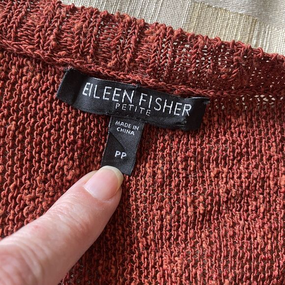Eileen Fisher Linen Sweater Rust Red Petite XS S Long Tunic Length - Picture 3 of 13